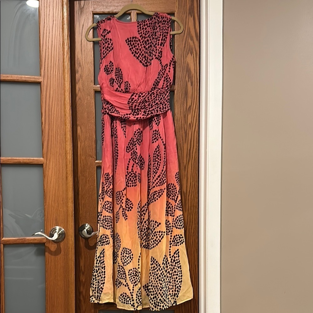Anthropologie Pink and Orange Maxi Sundress V-Neck​​​ - Picture 3 of 10